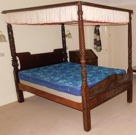 A 19thC mahogany four poster bed
