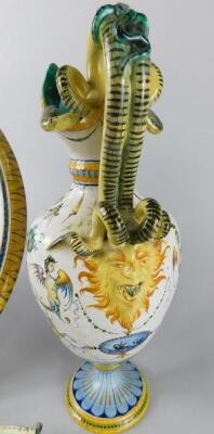 An Italian Cantigalli Maiolica ewer and similar stand - 2