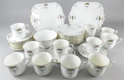 A Shelley porcelain Wreaths of Fruit pattern part tea service