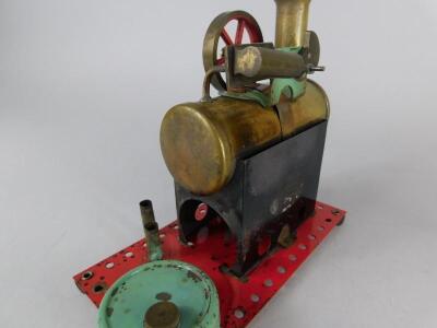 A Mamod brass and painted stationary engine - 4