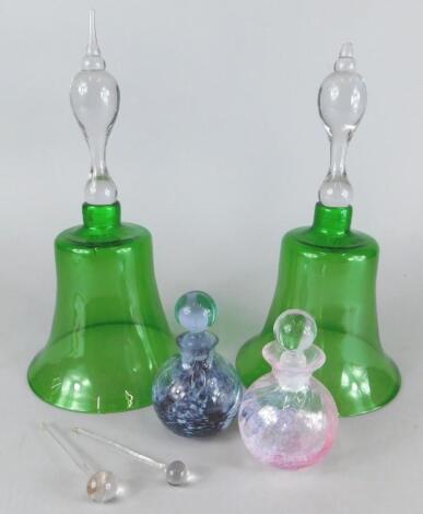 A pair of Victorian green tinted glass bells