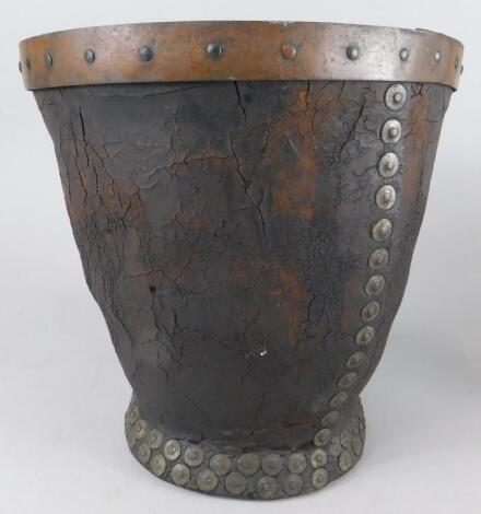 A leather fire bucket