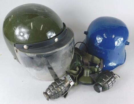 An army type motorcycle helmet