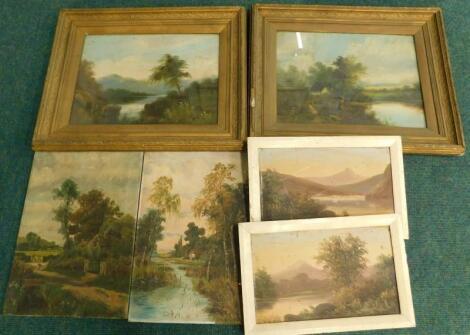 19thC oil on canvas landscape scenes