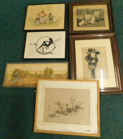 19thC and later ink drawings and pictures