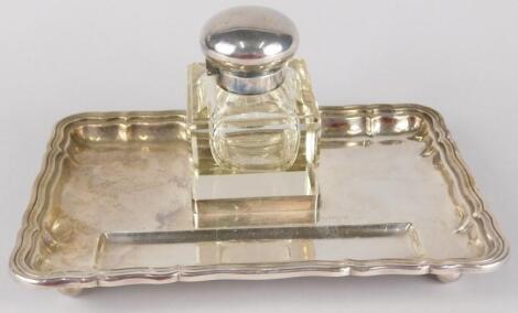 An early 20thC Swedish silver plated inkstand