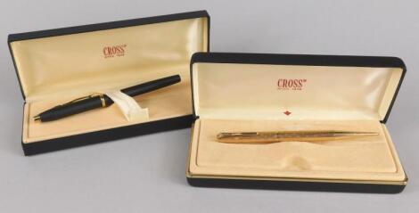 A Cross matt black and gold coloured embellished fountain pen