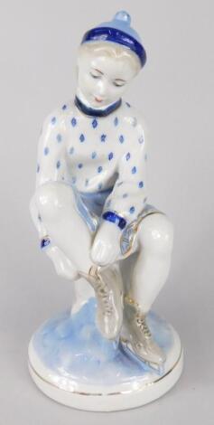 A Russian porcelain figure of a female figure skater