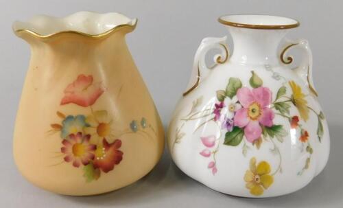 A Royal Worcester porcelain two handled vase