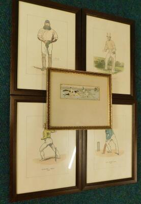 A set of four prints of cricketers