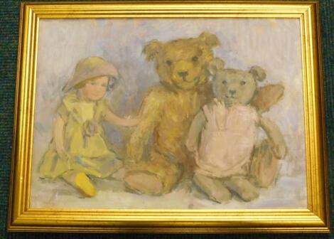 June Ryan. A doll and two teddy bears