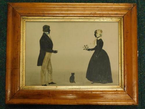 A 19thC school. Silhouette picture of a lady