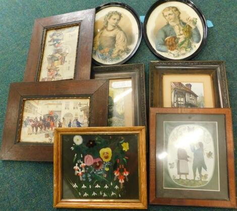 Various 19thC and later coloured prints etc.