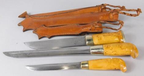 Three Scandinavian hunting knives