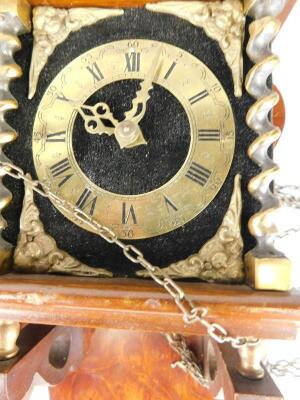 Two Continental walnut and walnut veneered wall clock - 3