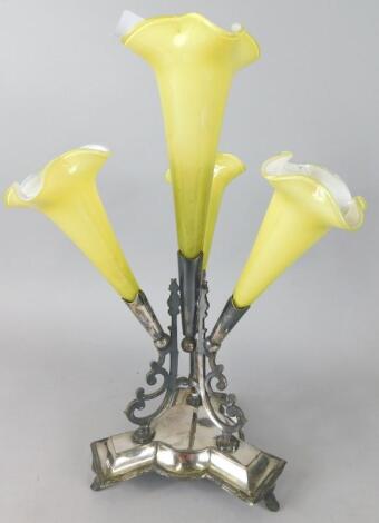 A late 19thC silver plated epergne