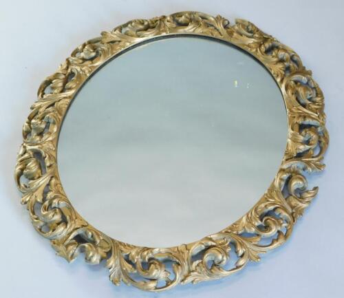 A 20thC gesso oval wall mirror