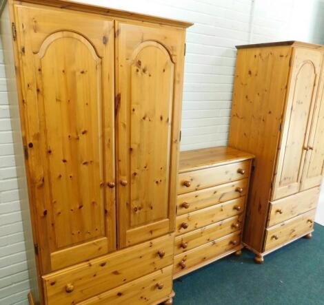 A part suite of pine furniture