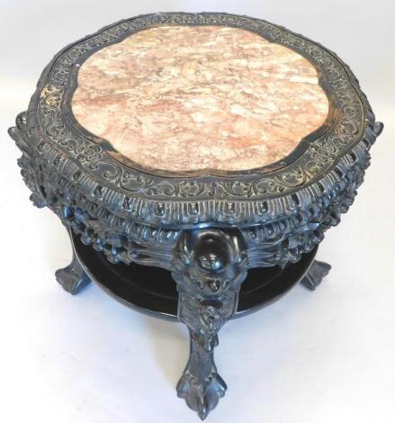 A late 19th/early 20thC Chinese ebonised hardwood occasional table