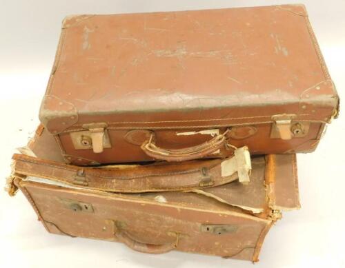 Two canvas early 20thC suitcases