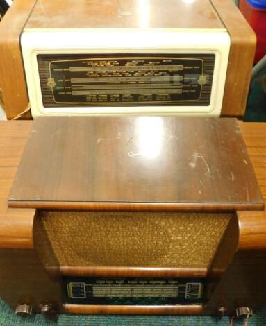 Two walnut veneered radios