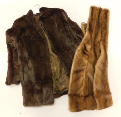 A fur jacket and a fur stole