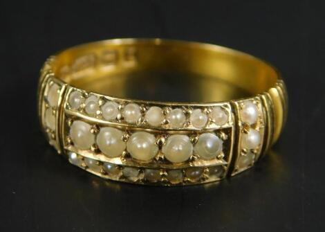 A 15ct gold seed pearl dress ring