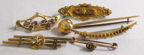 Six bar brooches