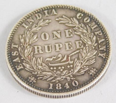 A 19thC East Indian Company one rupee coin.