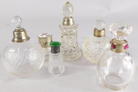 Various cut glass perfume bottles