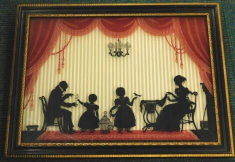 19thC Style. Silhouette of a family group