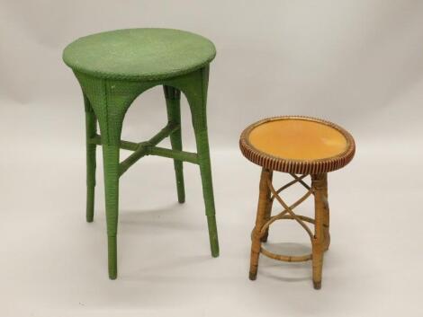 A Lloyd Loom style green painted occasional table