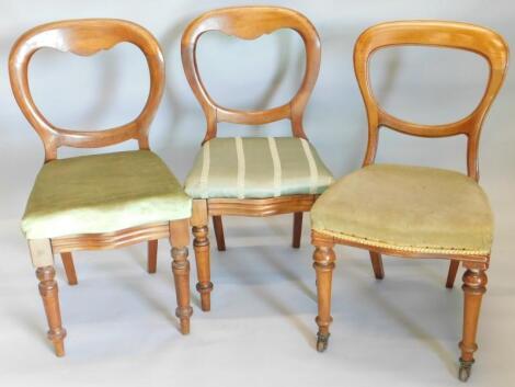 Three various Victorian mahogany balloon back chairs