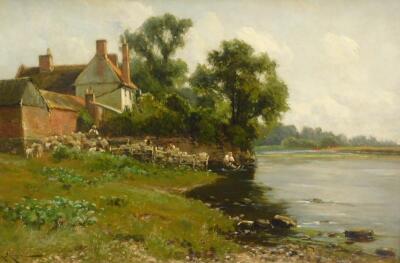 Arthur William Redgate (1860-1906). River scene with sheep