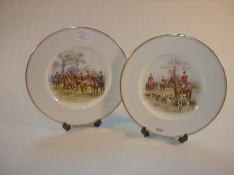 A pair of Royal Worcester hunting plates signed T