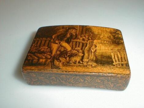 Georgian curved rectangular boxwood snuff box