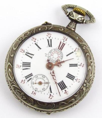 A late 19thC Baranti Panther Rosskopf Patent Railway pocket watch