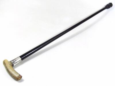 A horn silver and ebonised walking stick - 3