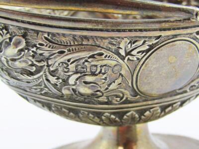 A Victorian silver helmet shaped basket - 2