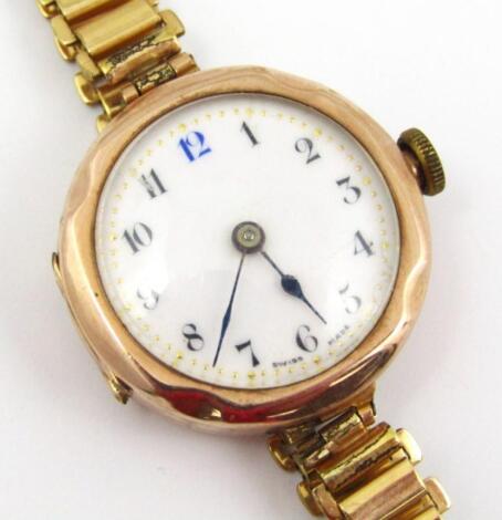 A ladies 9ct gold cased cocktail watch