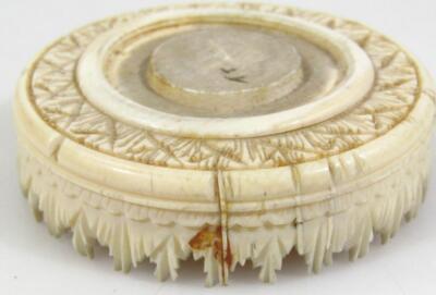 A mid 19thC Cantonese carved ivory puzzle ball - 3