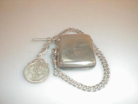 An early 20thC silver watch chain