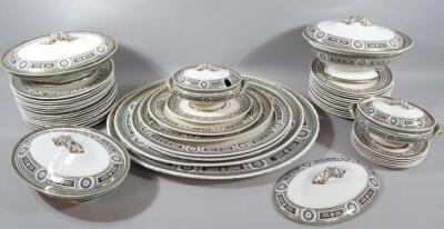 A comprehensive 19thC JC Stafford pottery dinner service