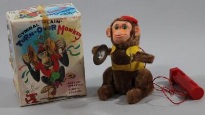 A mid 20thC tinplate Cymbal Turnover Monkey figure