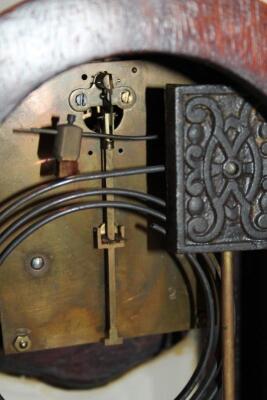 An early 20thC stained oak cased domed top mantel clock - 2