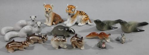 Various 20thC USSR pottery animal figures