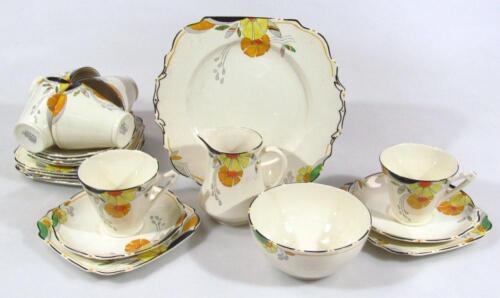 An Edith Gater Springtime Art Deco part tea service