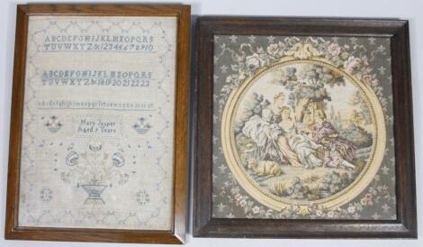 A 19thC pictorial alphabetic and numeric sampler