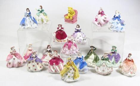 A collection of Coalport miniature ladies figures