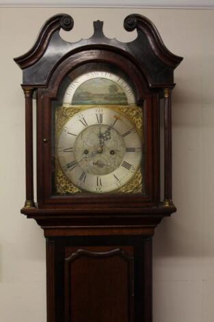 A 19thC eight day oak and mahogany cased longcase clock